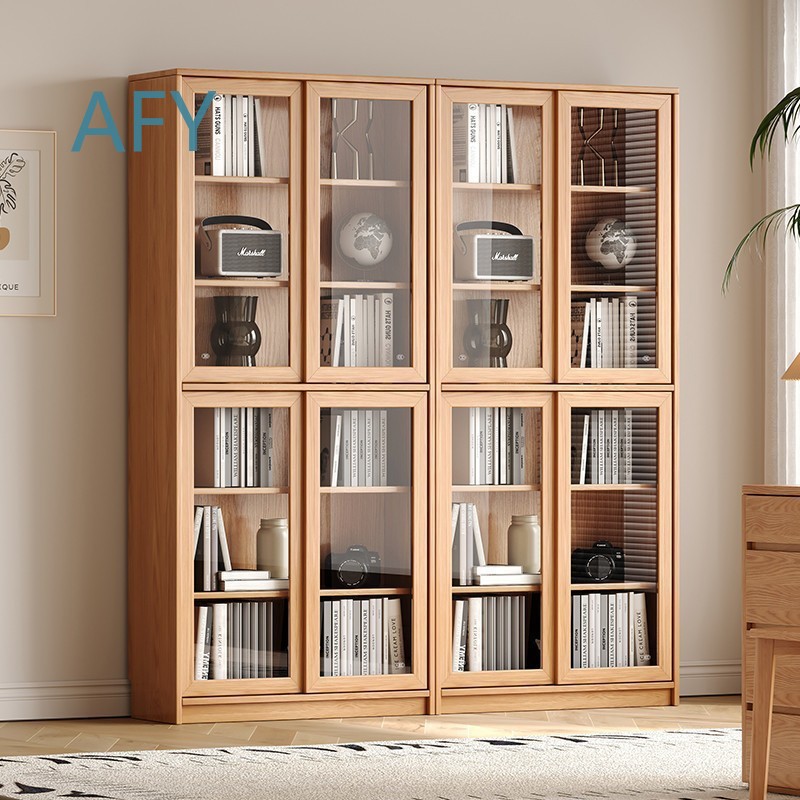 Muji Home Storage - 슬라이딩 유리문과 선반이 있는 솔리드 오크